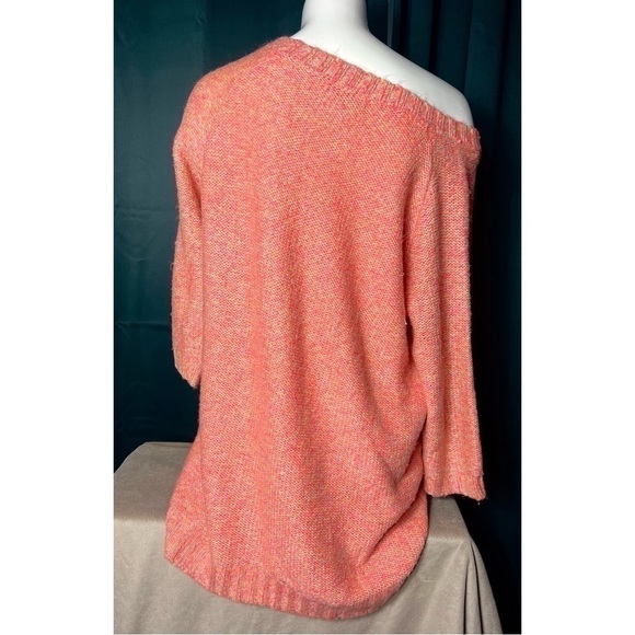 H&M Pink Multi Color Crewneck 3/4 Sleeve Long Tunic Acrylic Sweater Size Small - Picture 4 of 8